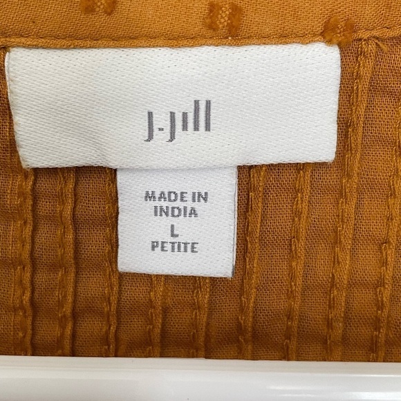 J JIll Shirt Top Tunic Mustard Yellow Boho Peasant Size L - Picture 8 of 9